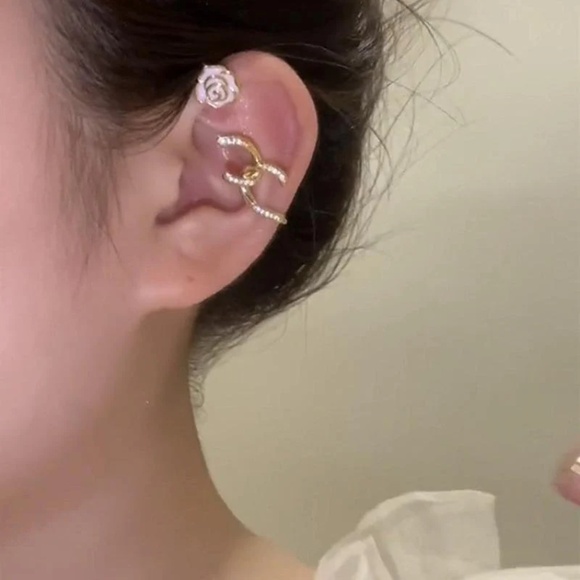 Dainty Painted Rose Ear Wrap - Picture 1 of 6